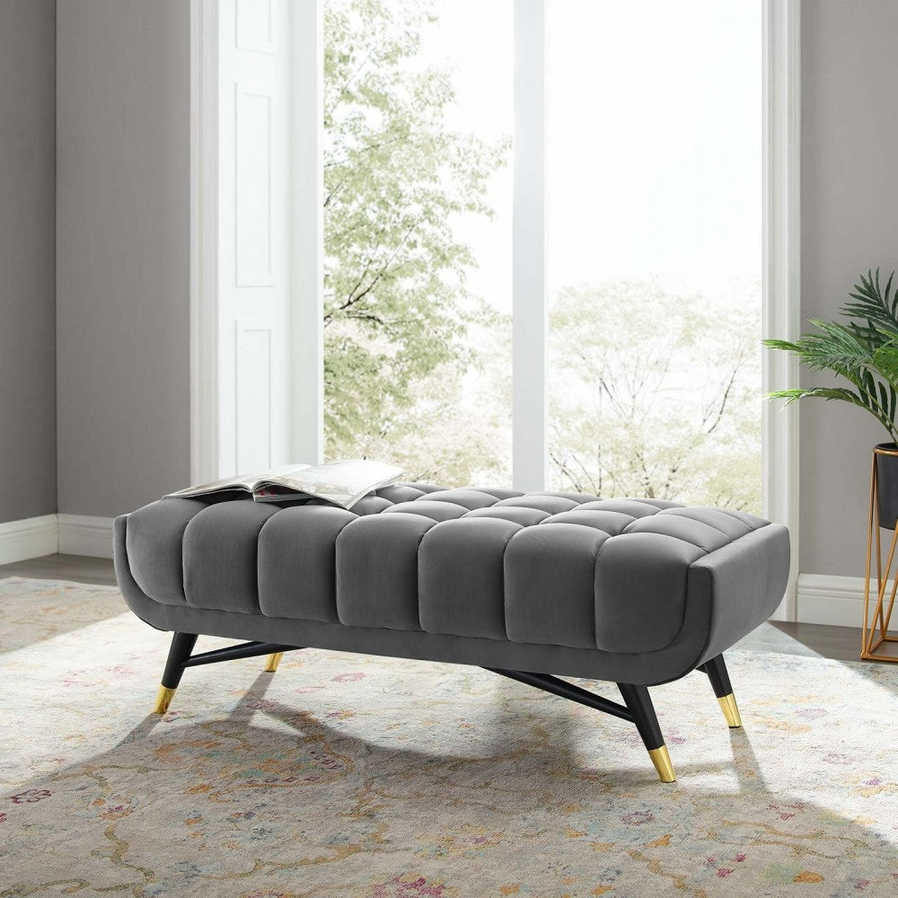 Adept 47.5" Performance Velvet Bench, Gray