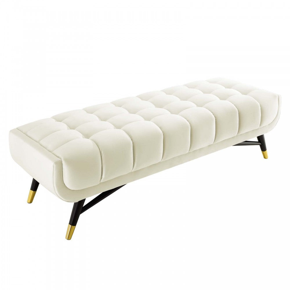 Adept 60" Performance Velvet Bench, Ivory