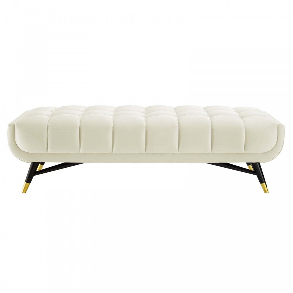 Adept 60" Performance Velvet Bench, Ivory