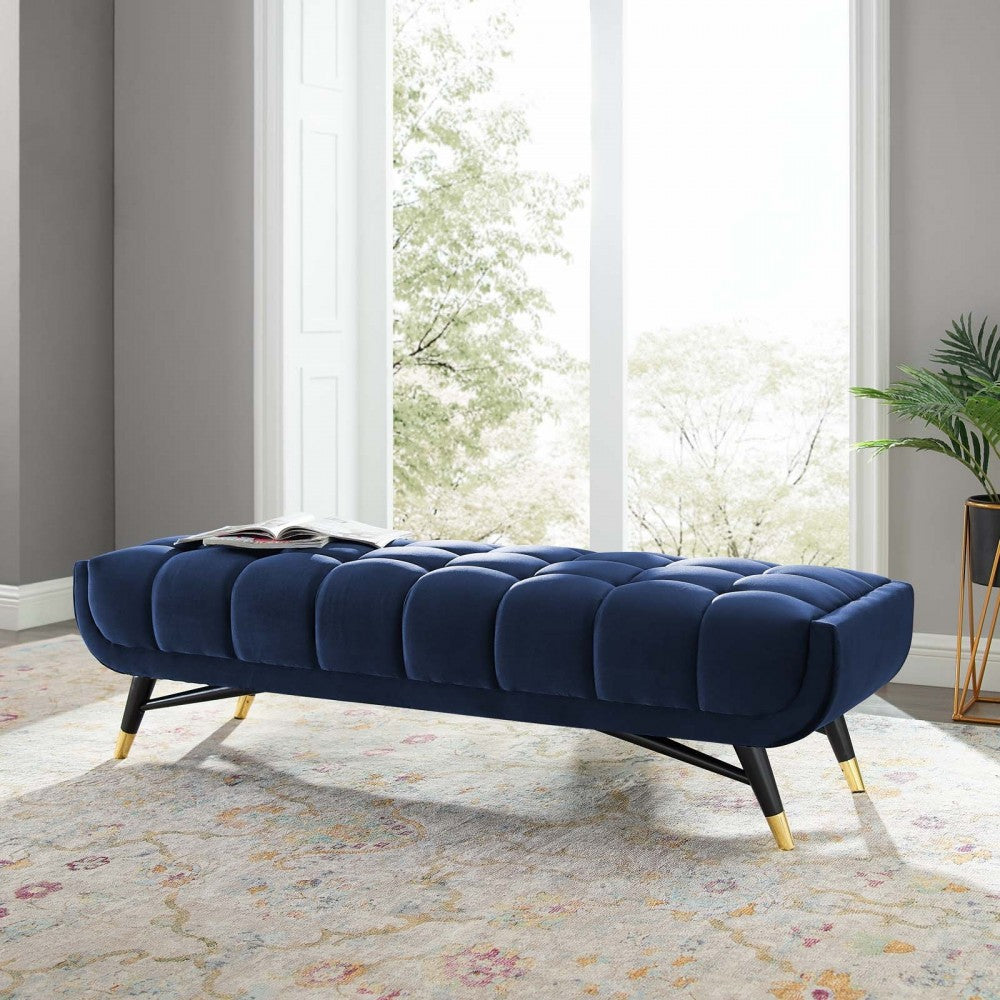 Adept 60" Performance Velvet Bench, Midnight Blue