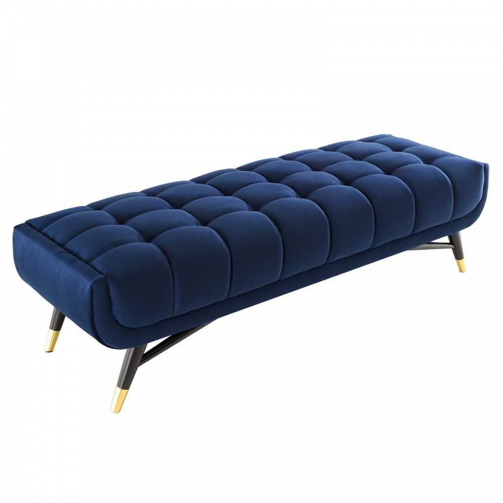 Adept 60" Performance Velvet Bench, Midnight Blue