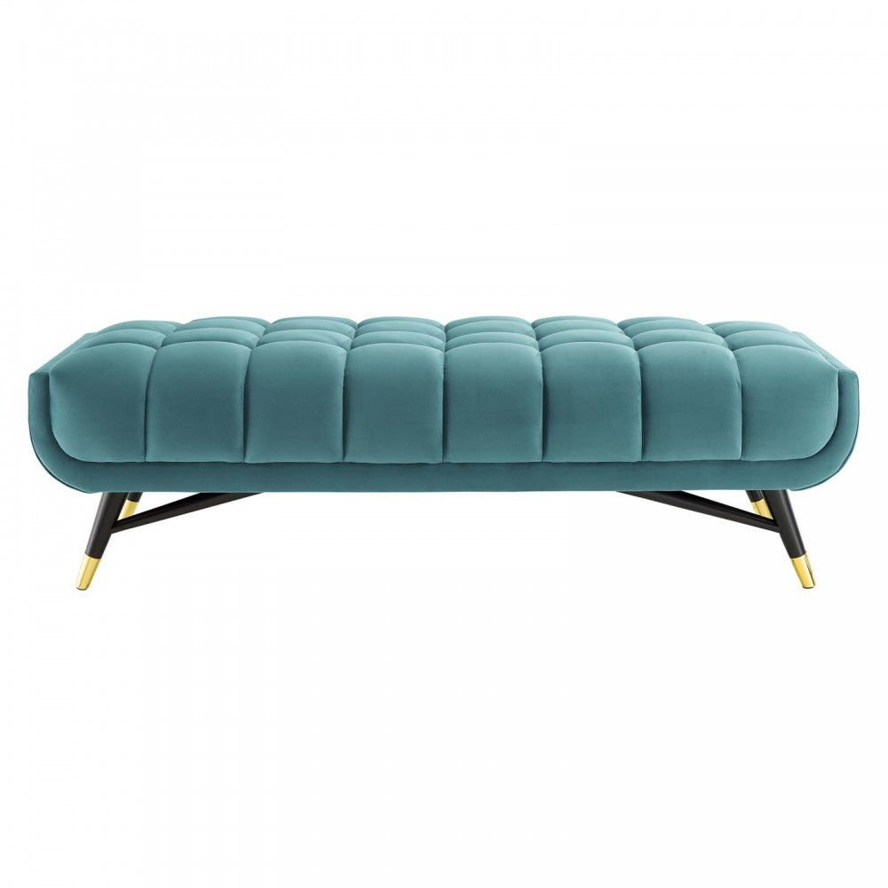 Adept 60" Performance Velvet Bench, Sea Blue