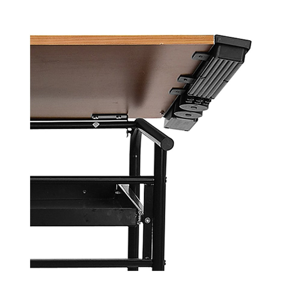 Adjustable Drawing and Drafting Table with Black Frame and Dual Wheel Casters