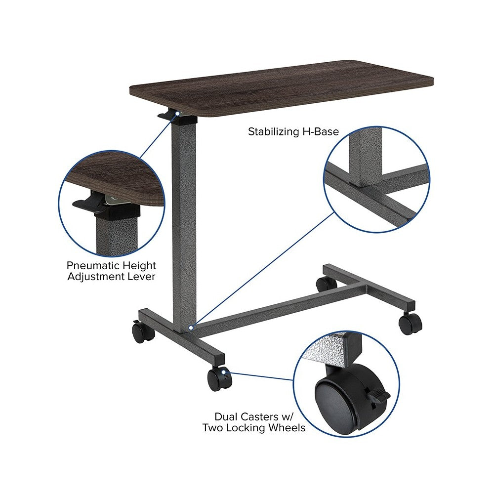 Adjustable Overbed Table with Wheels for Home and Hospital