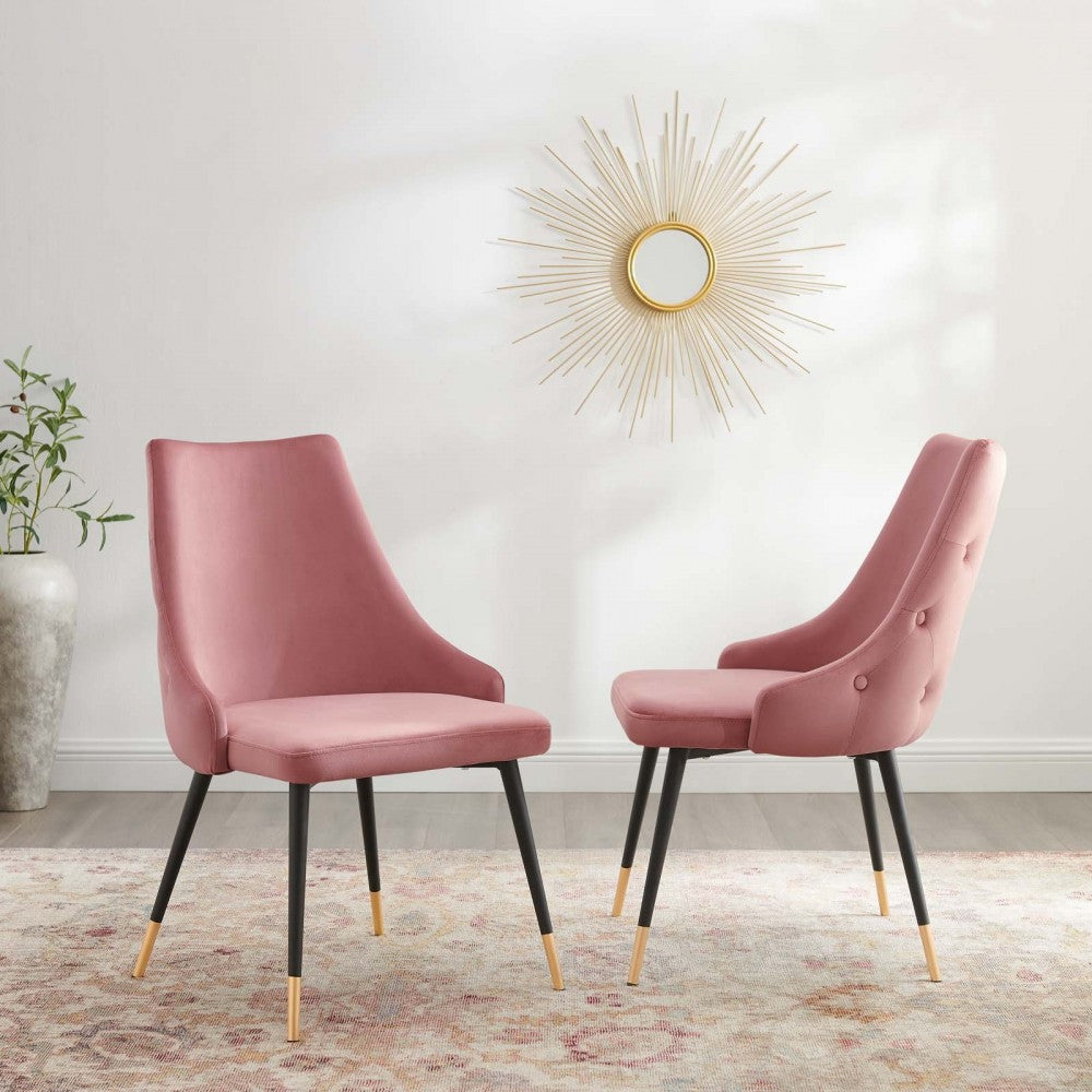 Adorn Dining Side Chair Performance Velvet Set of 2, Dusty Rose