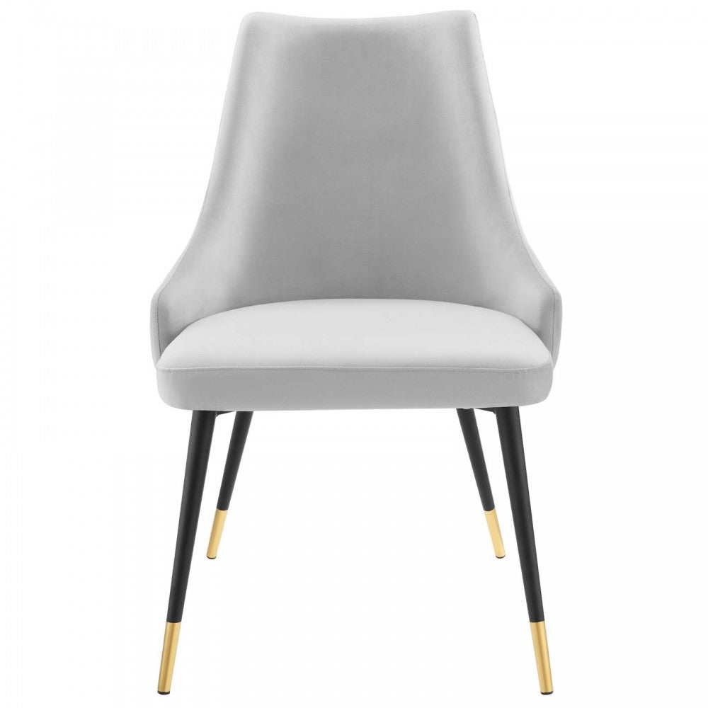 Adorn Dining Side Chair Performance Velvet Set of 2, Light Gray