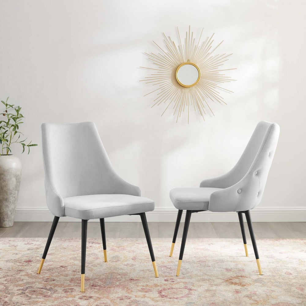 Adorn Dining Side Chair Performance Velvet Set of 2, Light Gray