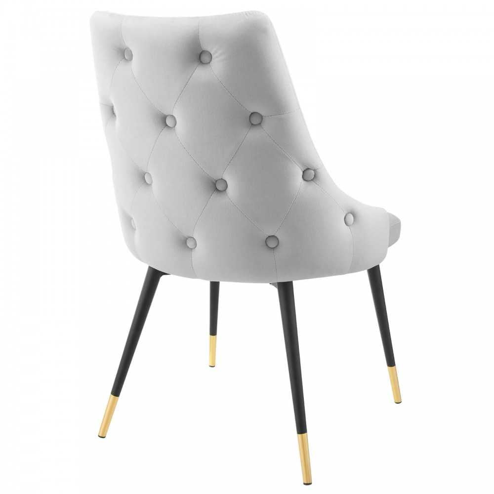 Adorn Dining Side Chair Performance Velvet Set of 2, Light Gray