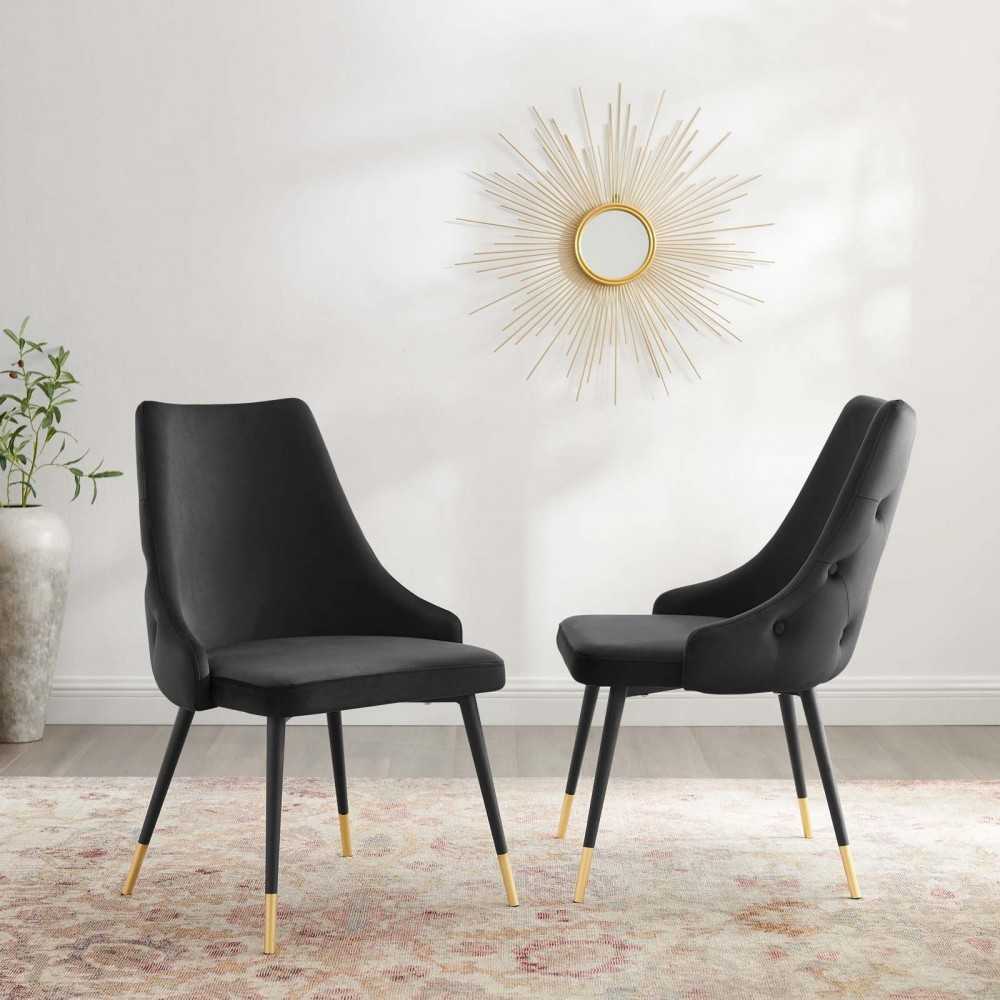 Adorn Dining Side Chair Performance Velvet Set of 2, Black