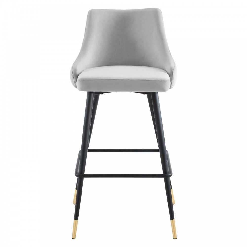 Adorn Performance Velvet Bar Stool, Light Gray