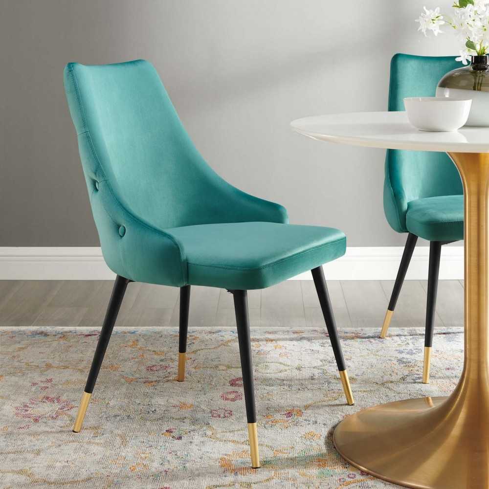 Adorn Tufted Performance Velvet Dining Side Chair, Teal