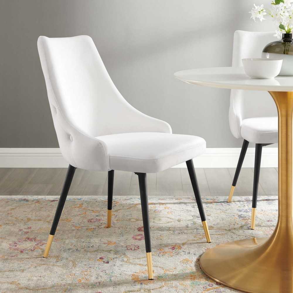 Adorn Tufted Performance Velvet Dining Side Chair, White