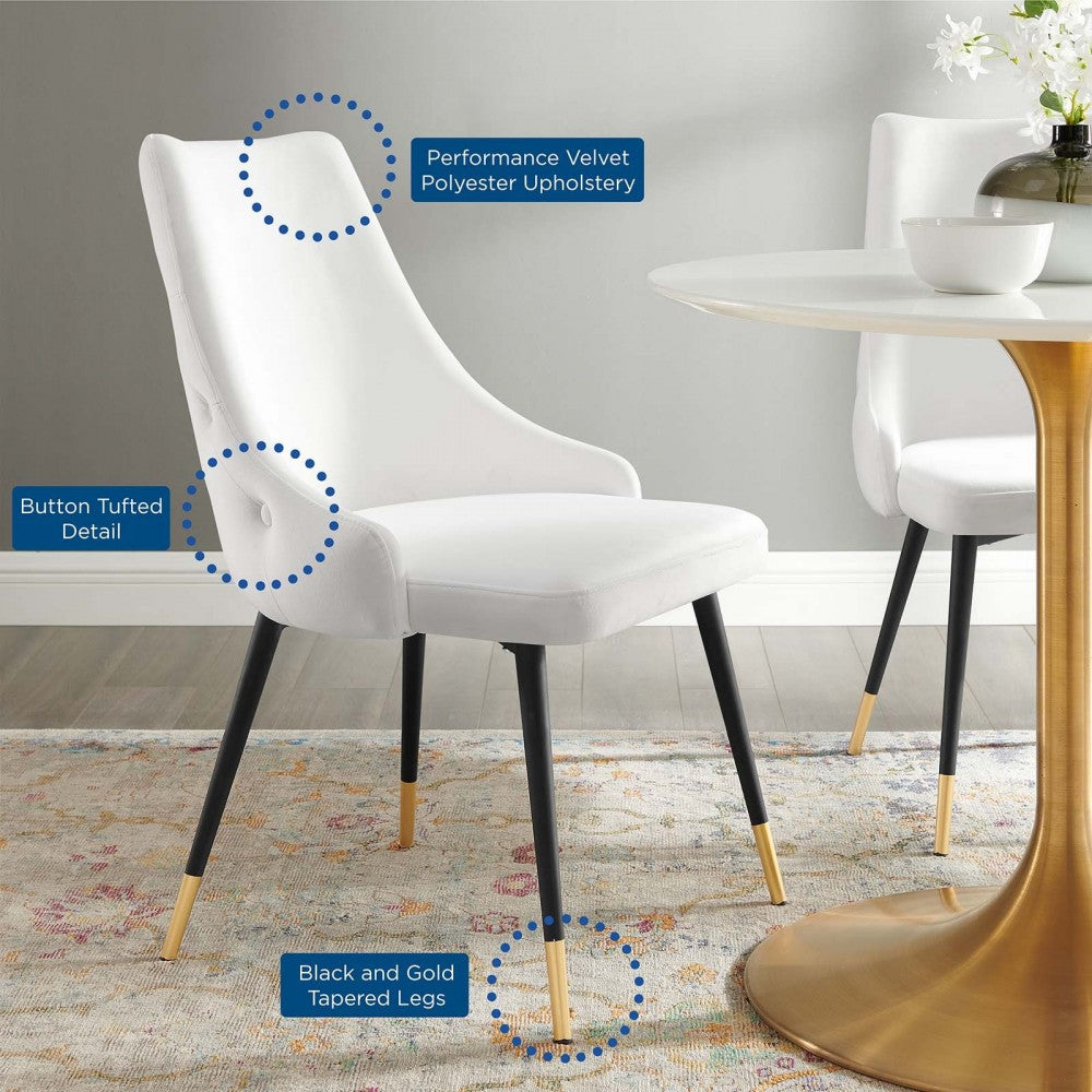 Adorn Tufted Performance Velvet Dining Side Chair, White