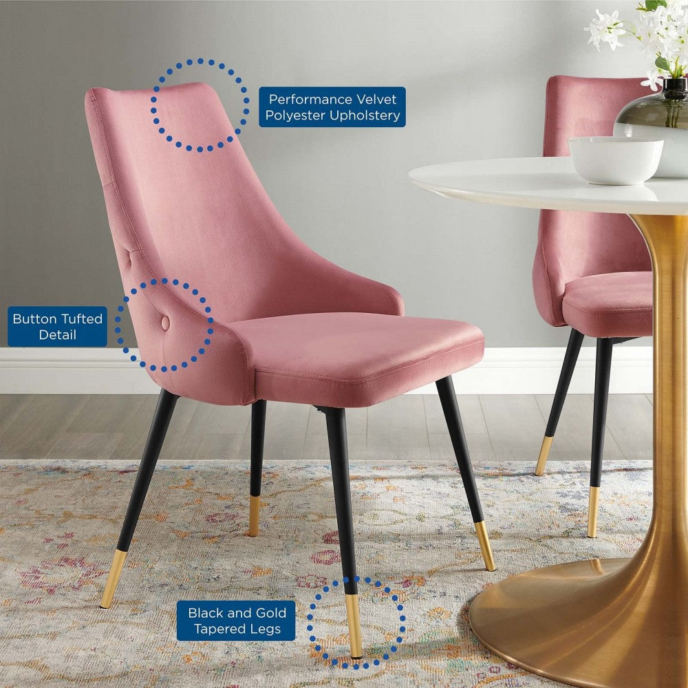 Adorn Tufted Performance Velvet Dining Side Chair, Dusty Rose
