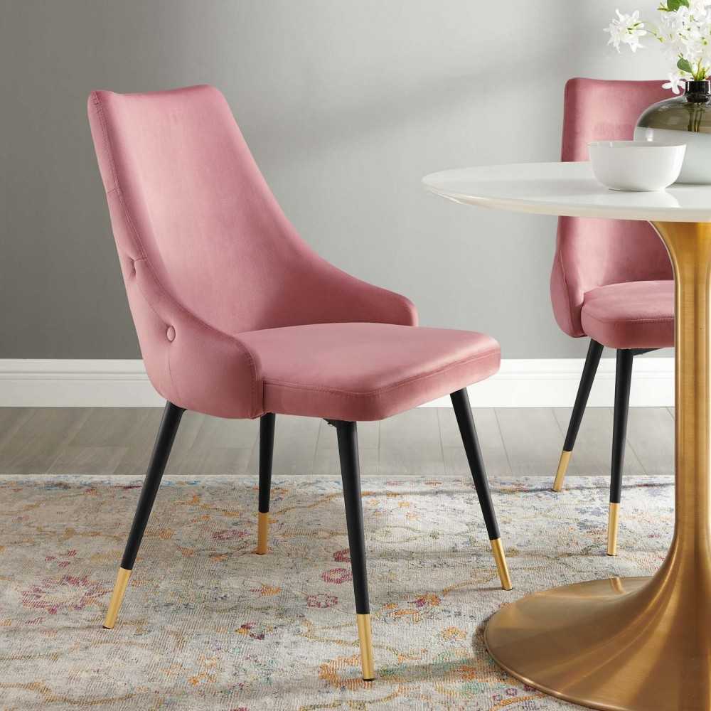 Adorn Tufted Performance Velvet Dining Side Chair, Dusty Rose
