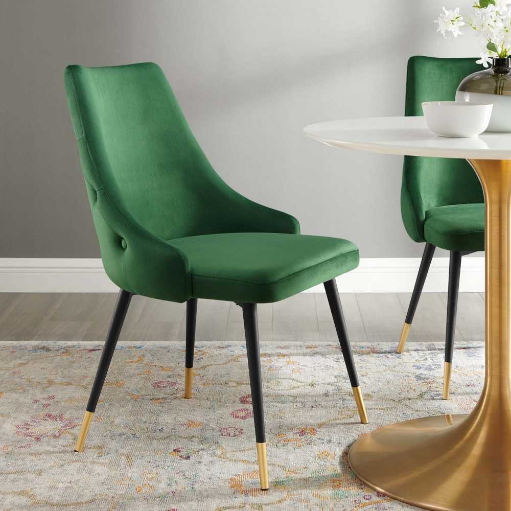 Adorn Tufted Performance Velvet Dining Side Chair, Emerald