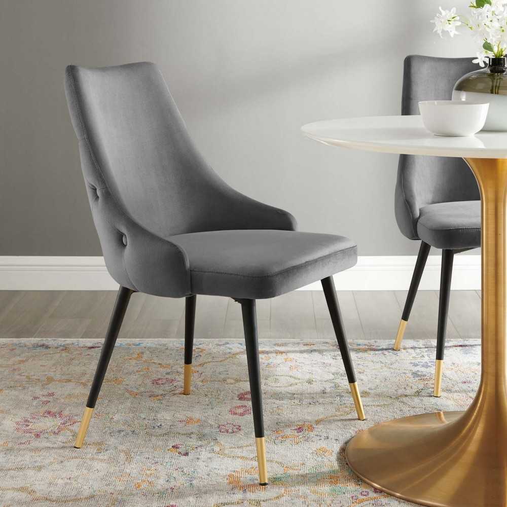 Adorn Tufted Performance Velvet Dining Side Chair, Gray
