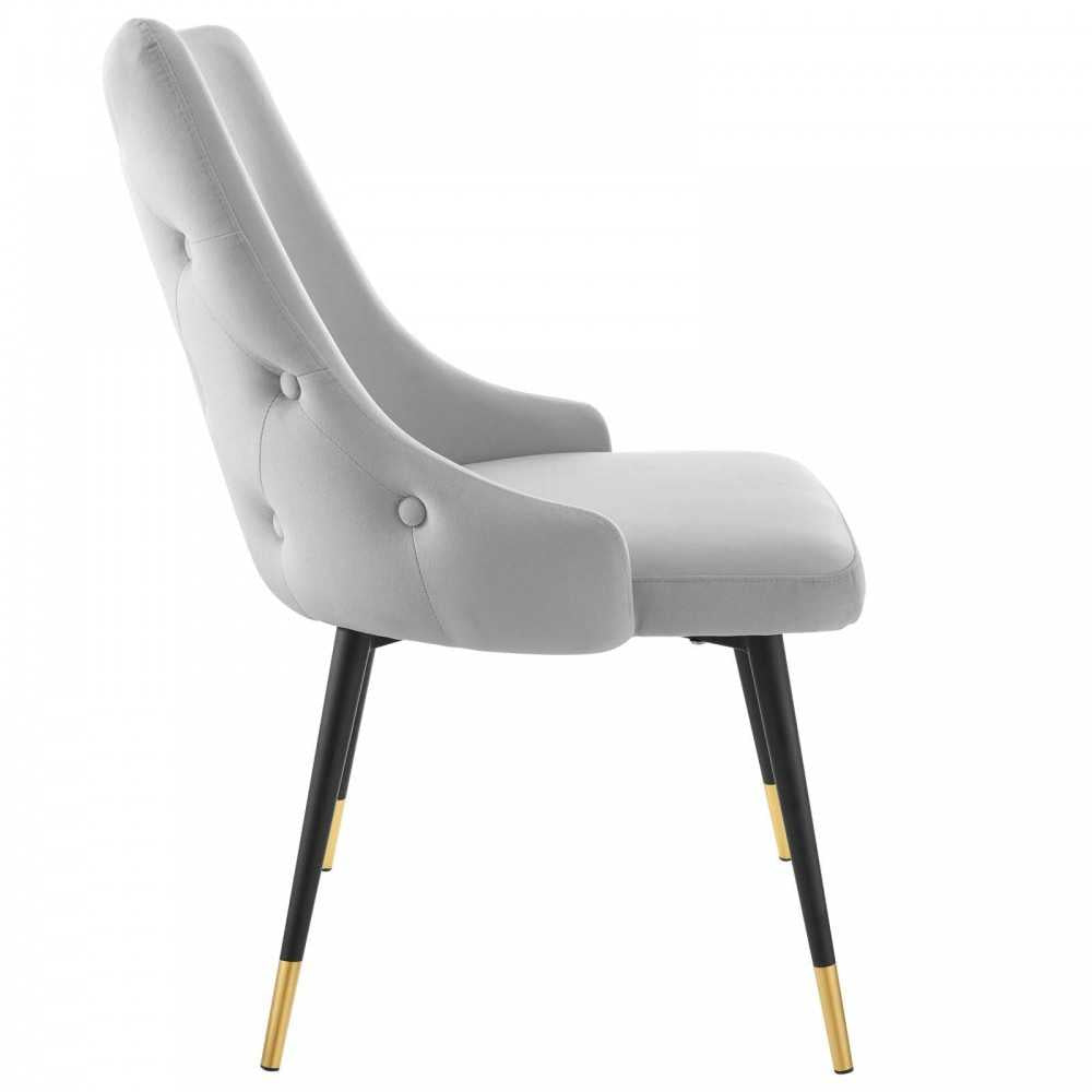 Adorn Tufted Performance Velvet Dining Side Chair, Light Gray