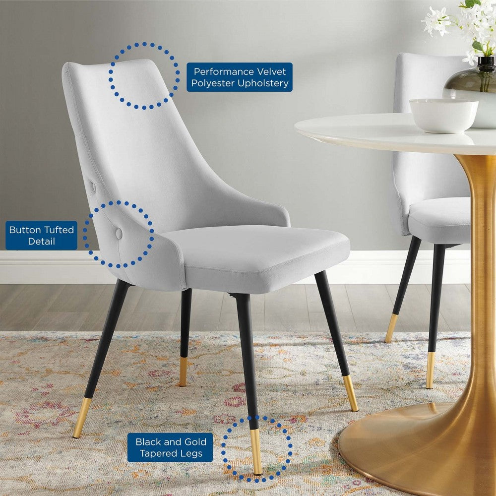 Adorn Tufted Performance Velvet Dining Side Chair, Light Gray