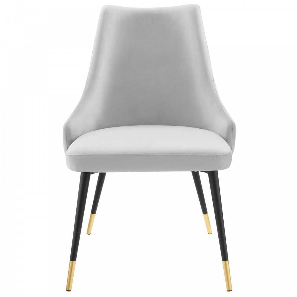 Adorn Tufted Performance Velvet Dining Side Chair, Light Gray