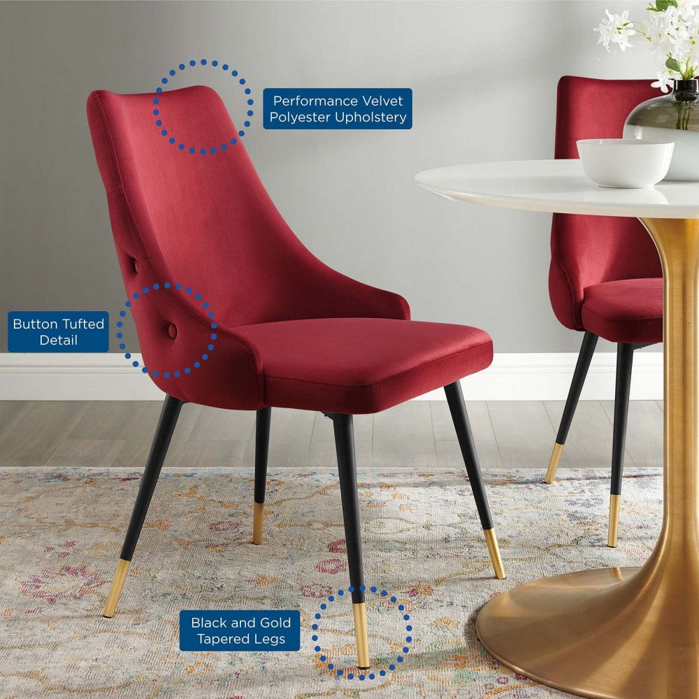 Adorn Tufted Performance Velvet Dining Side Chair, Maroon