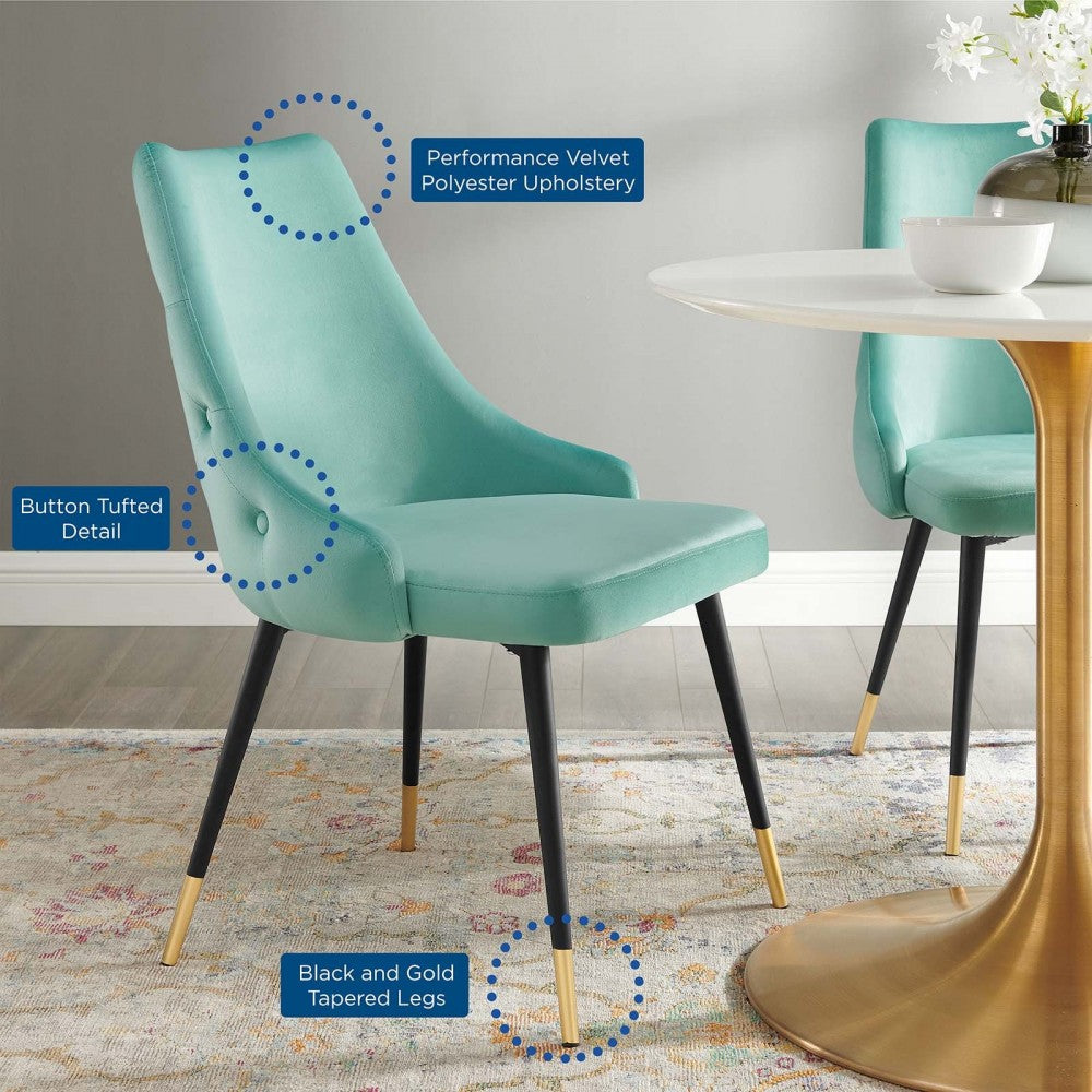 Adorn Tufted Performance Velvet Dining Side Chair, Mint