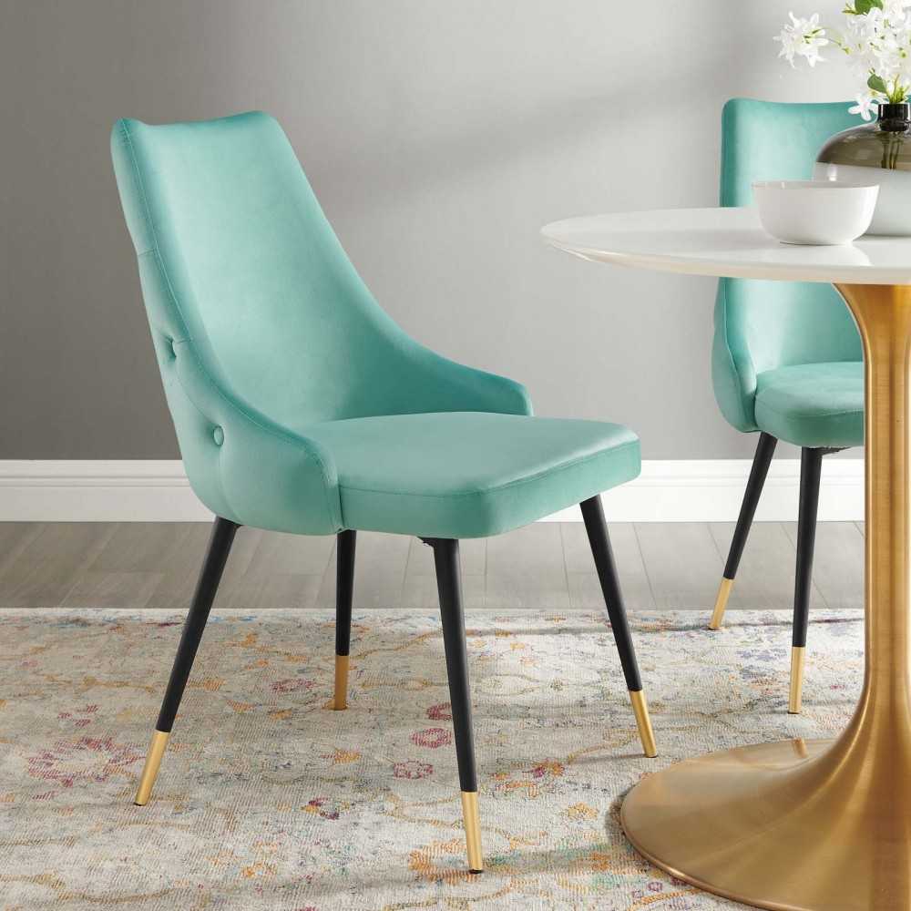 Adorn Tufted Performance Velvet Dining Side Chair, Mint