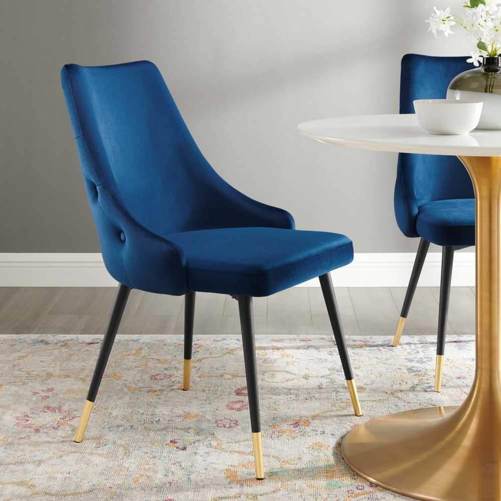 Adorn Tufted Performance Velvet Dining Side Chair, Navy