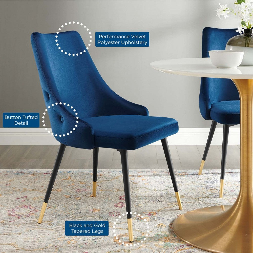 Adorn Tufted Performance Velvet Dining Side Chair, Navy