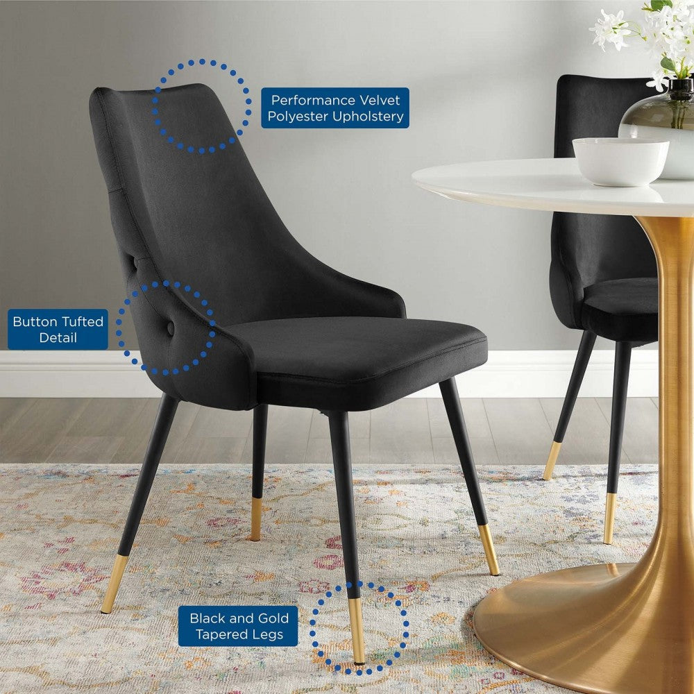 Adorn Tufted Performance Velvet Dining Side Chair, Black