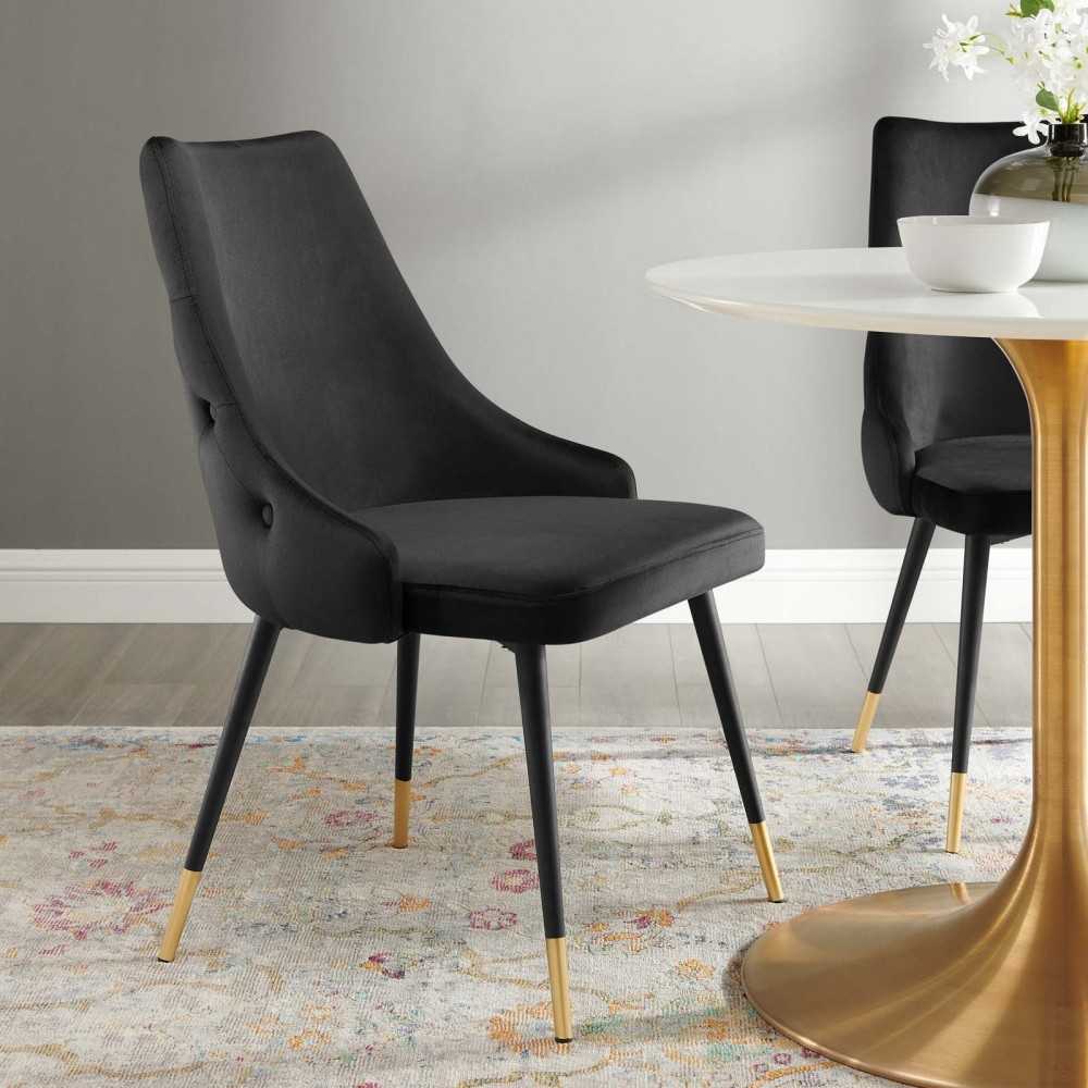 Adorn Tufted Performance Velvet Dining Side Chair, Black