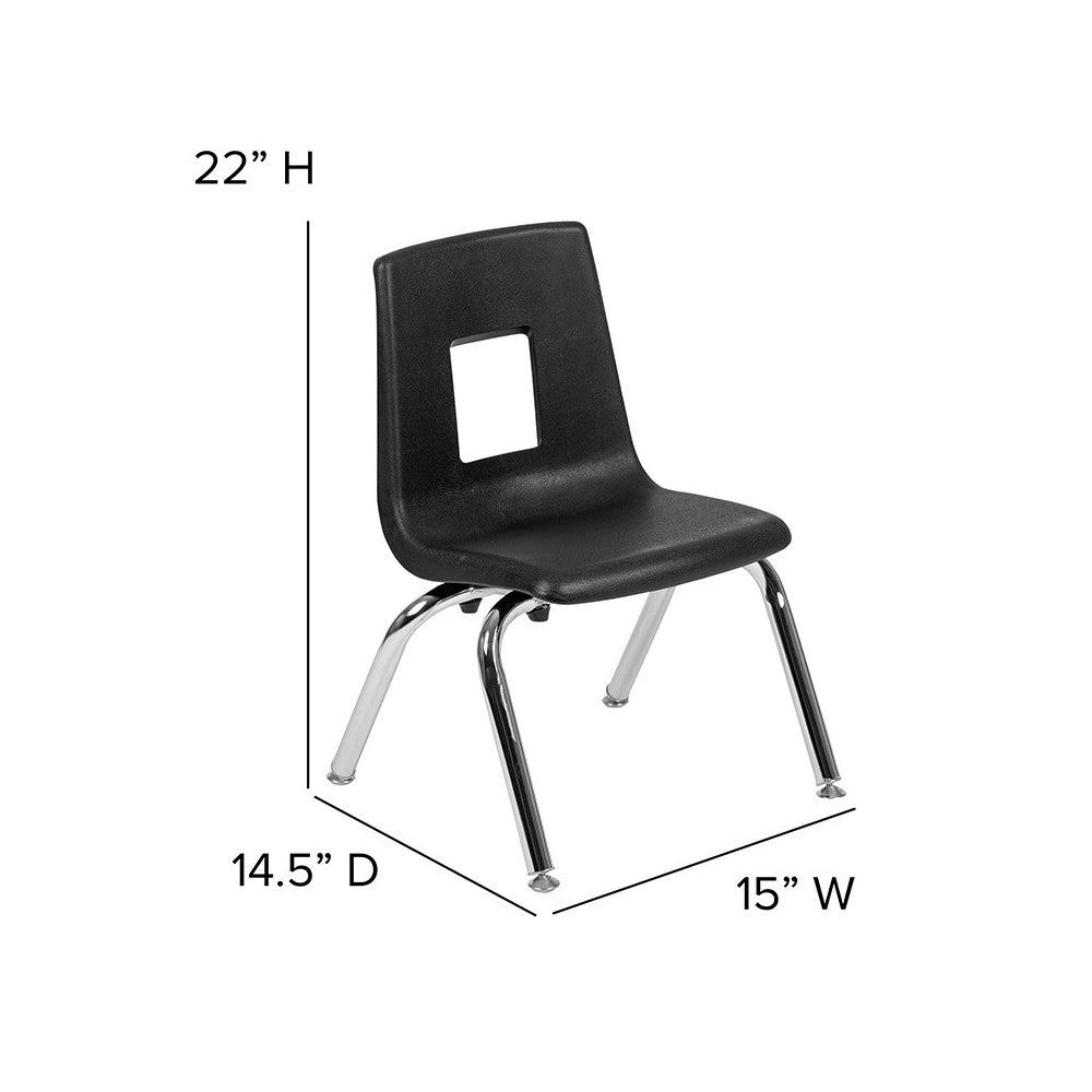 Advantage Black Student Stack School Chair - 12-inch