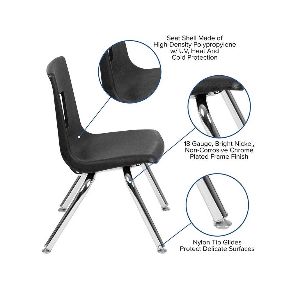 Advantage Black Student Stack School Chair - 12-inch