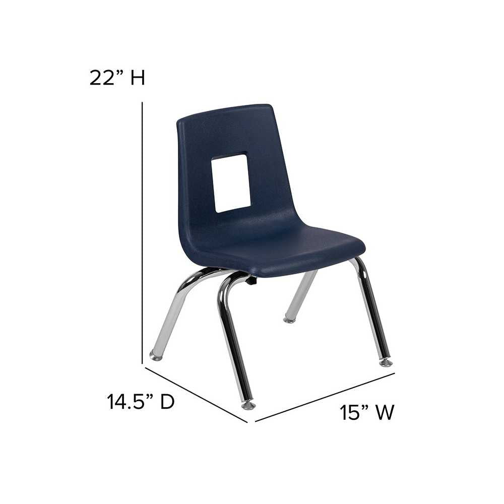 Advantage Navy Student Stack School Chair - 12-inch
