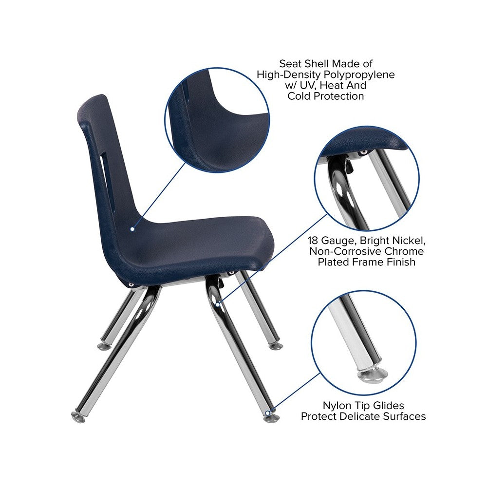 Advantage Navy Student Stack School Chair - 12-inch