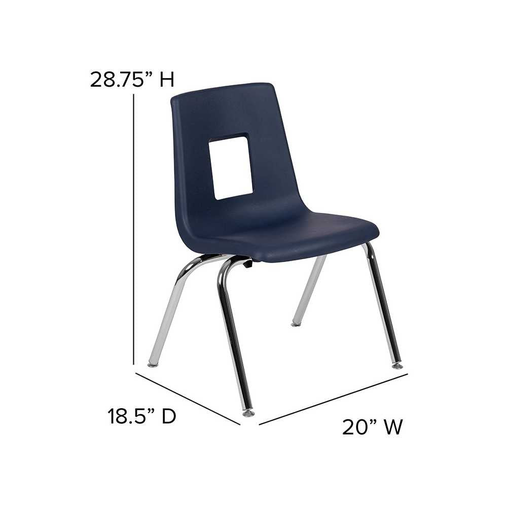 Advantage Navy Student Stack School Chair - 16-inch