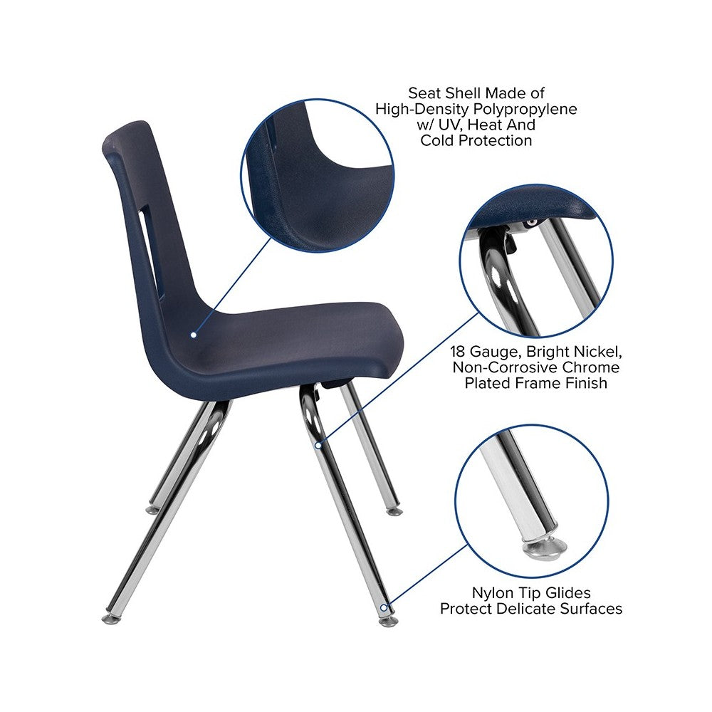 Advantage Navy Student Stack School Chair - 16-inch