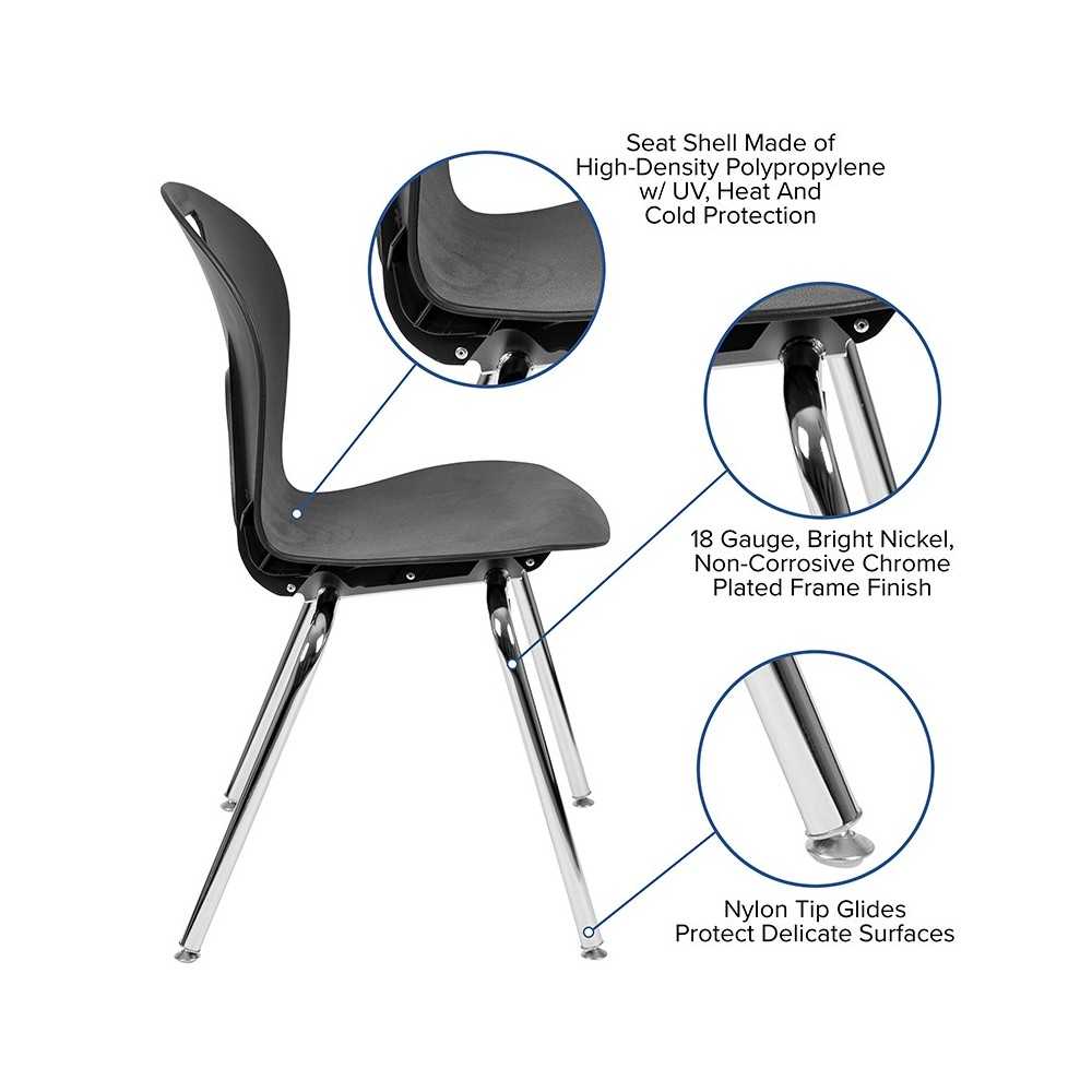 Advantage Titan Black Student Stack School Chair - 18-inch
