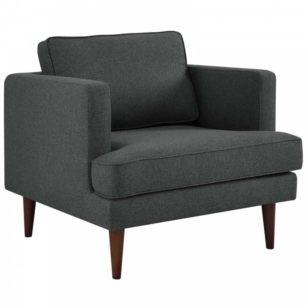 Agile Upholstered Fabric Sofa and Armchair Set, Gray