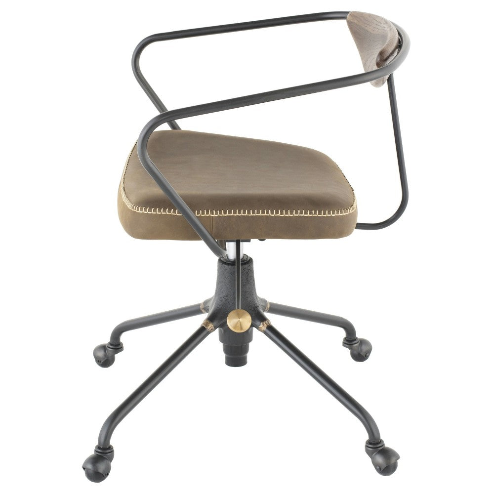 Akron Jin Green Leather Office Chair