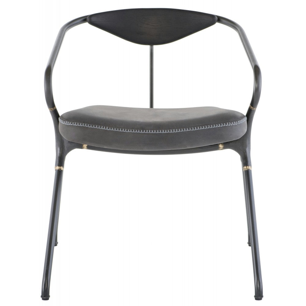 Akron Storm Black Leather Dining Chair