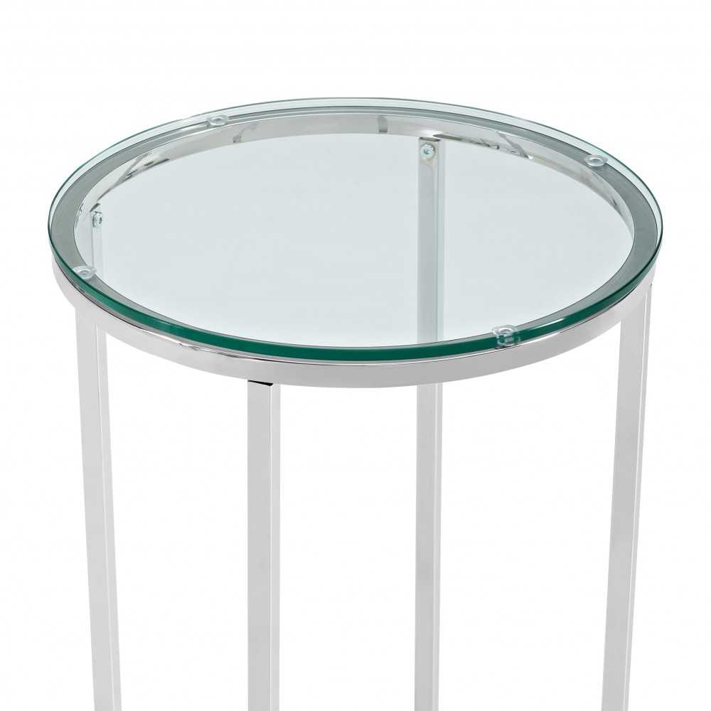 Alissa 16"Glam Round Side Table - Glass/Chrome