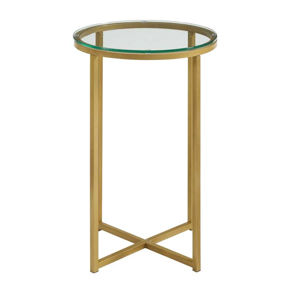 Alissa 16"Glam Round Side Table - Glass/Gold