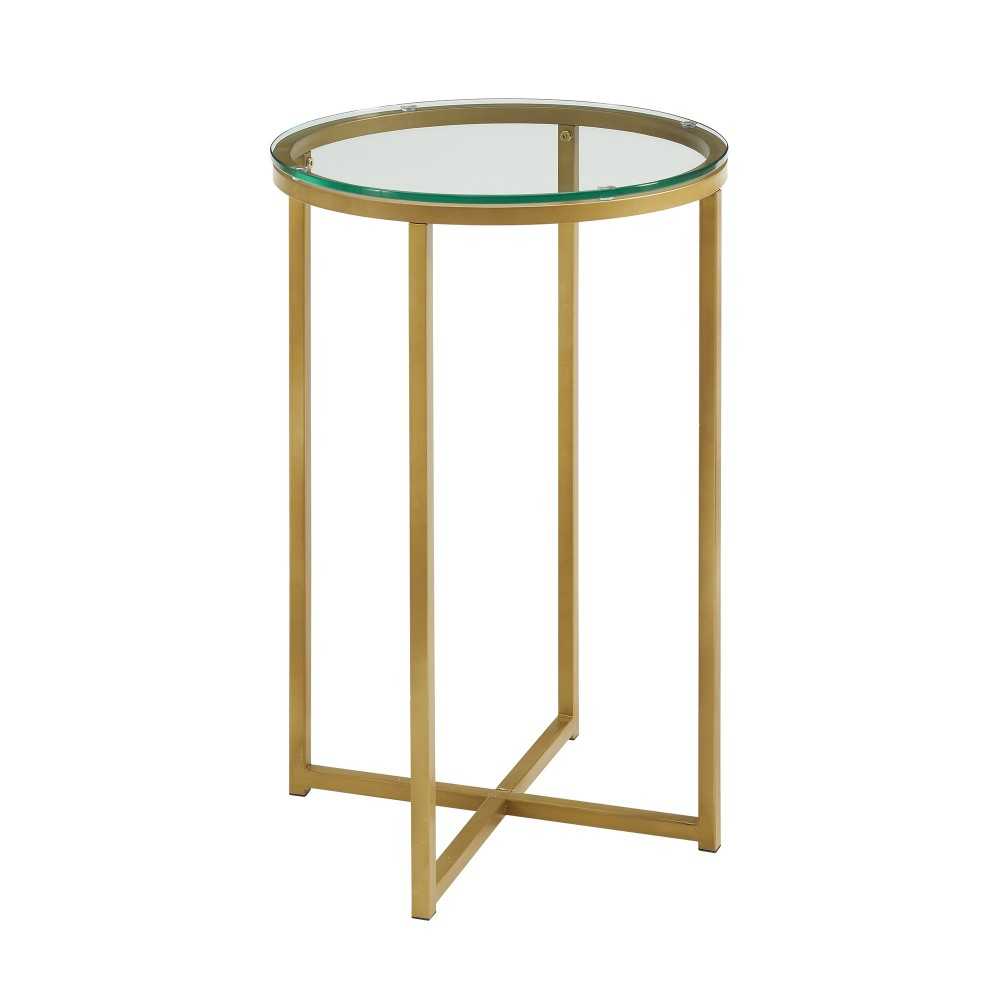 Alissa 16"Glam Round Side Table - Glass/Gold