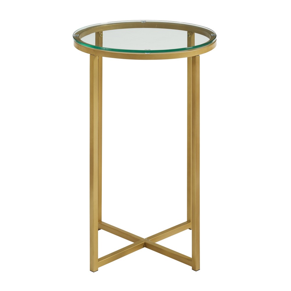 Alissa 16"Glam Round Side Table - Glass/Gold