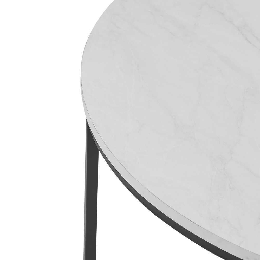 Alissa 3 Piece X-Base Coffee and Side Tables - White Faux Marble/Black