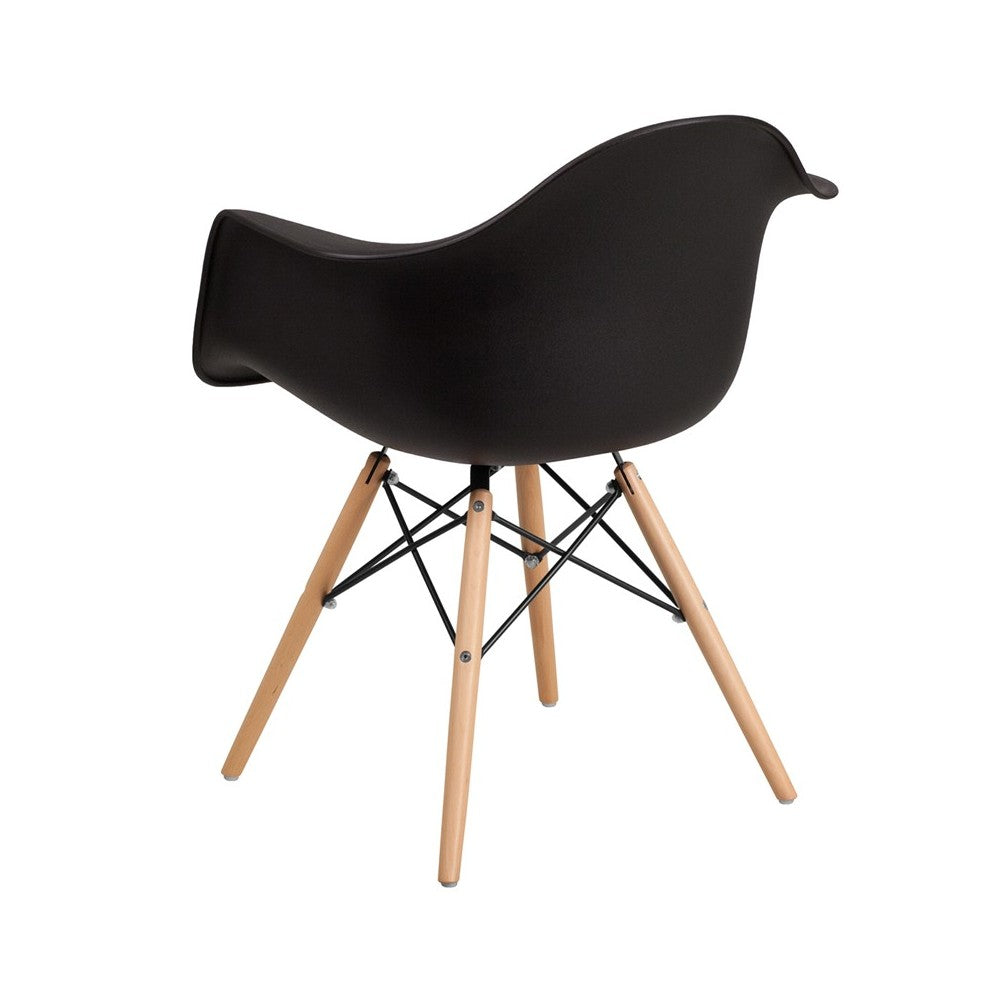 Alonza Series Black Plastic Chair with Wooden Legs