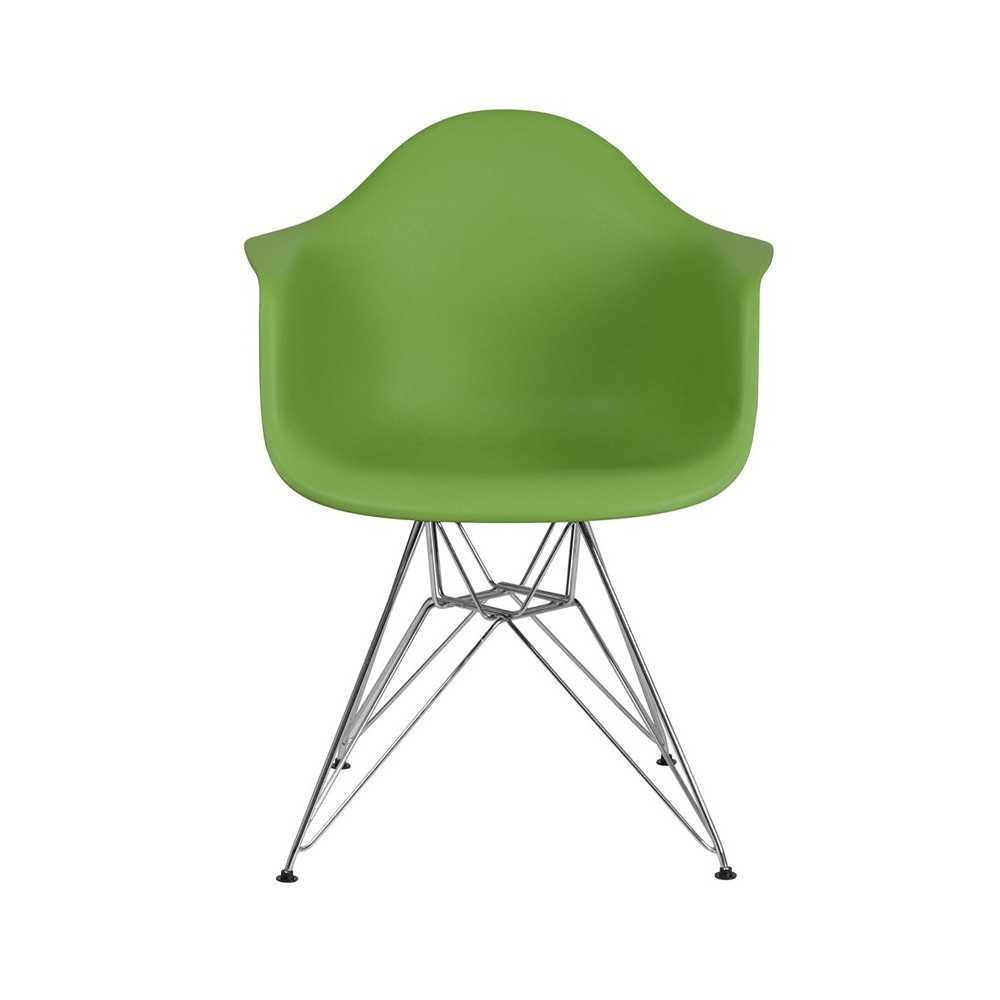 Alonza Series Green Plastic Chair with Chrome Base