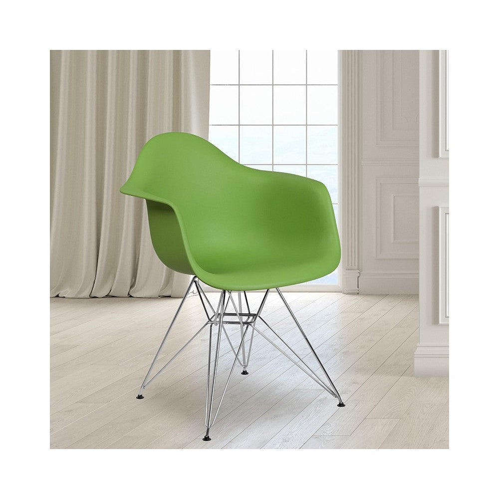 Alonza Series Green Plastic Chair with Chrome Base