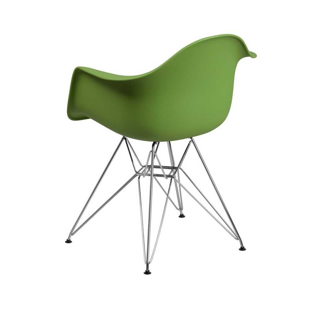 Alonza Series Green Plastic Chair with Chrome Base